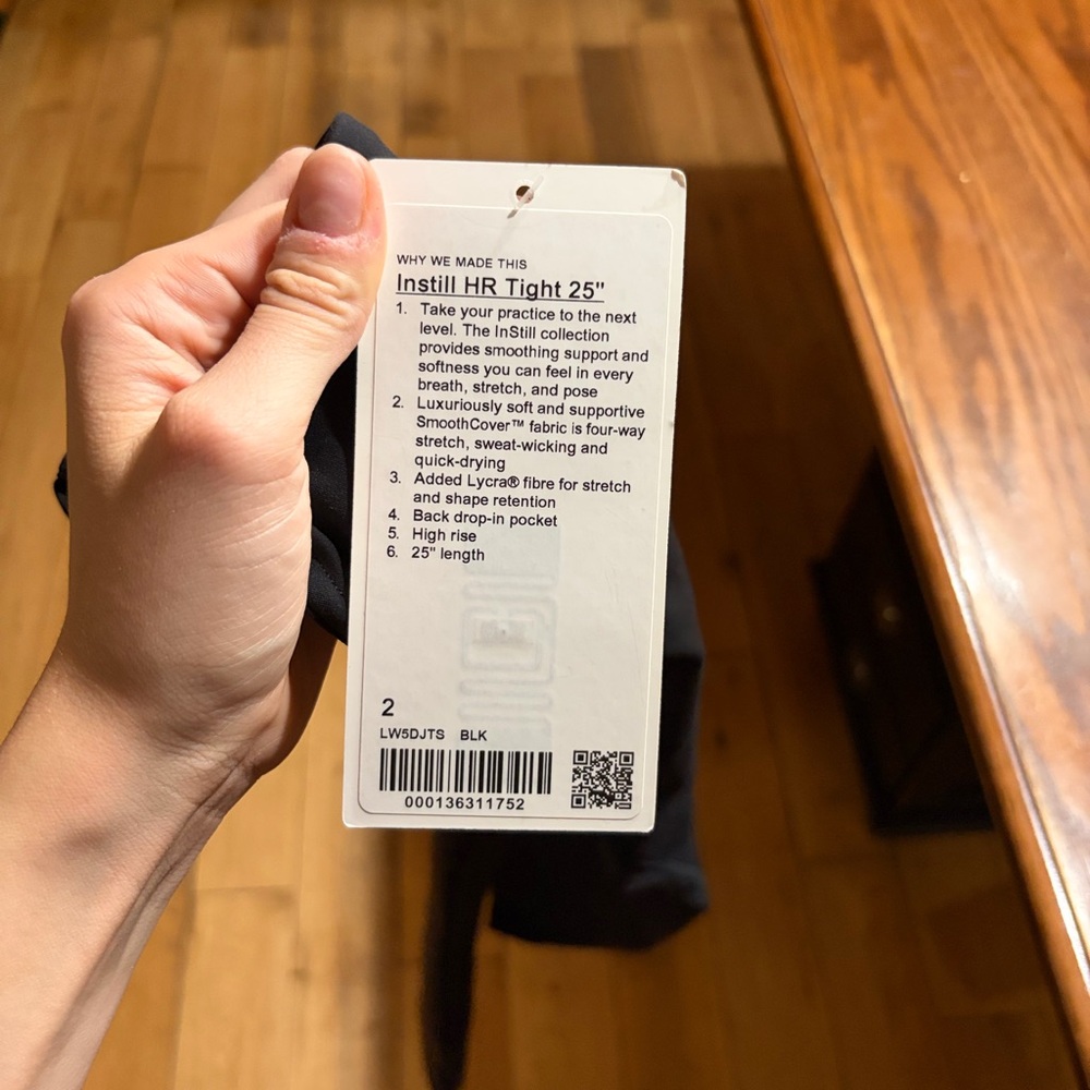 Lululemon Black Instill HR Tight 25"